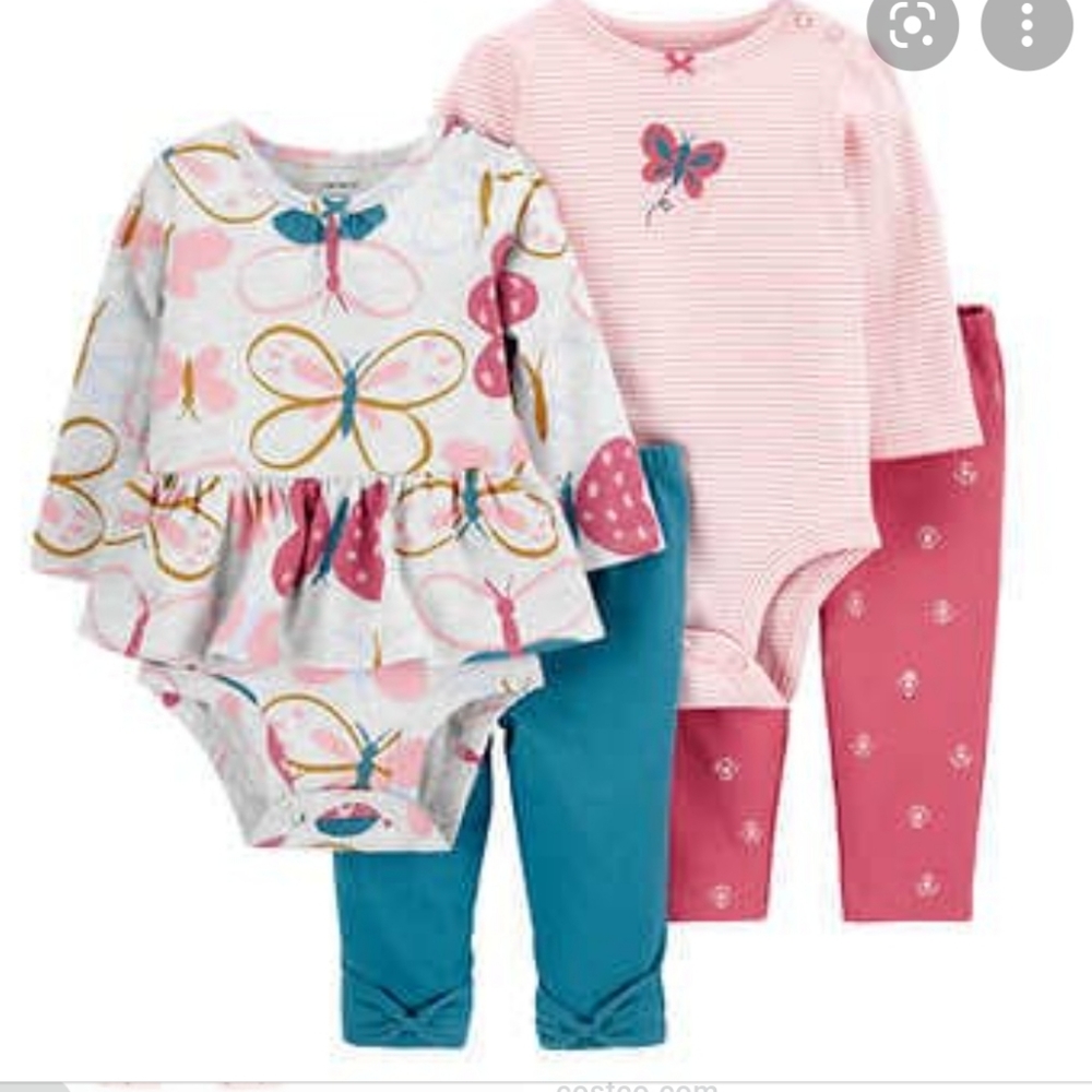 Carter's 4 piece peplum bodysuit leggings 18 24 2 2T cy - Picture 1 of 6